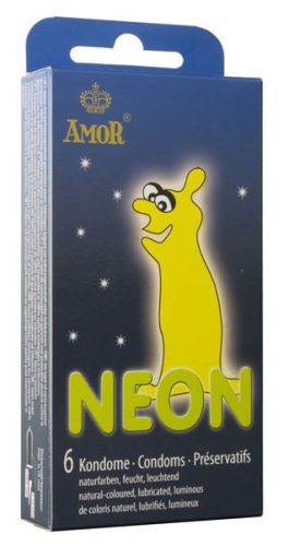 AMOR NEON- 6 DB Foszforeszkáló neon színű óvszer