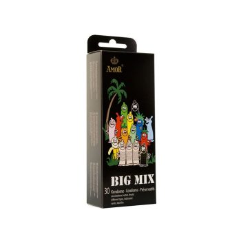   AMOR Big Mix- 17 Különféle síkosított óvszer 30 DB-os kiszerelésben