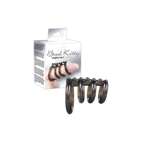 Bad Kitty TPE Cockring- Négyszeres, füstszínű gyűrű