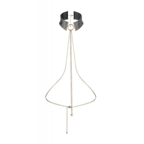 Bijoux Indiscrets Desir Metallique Collar Black-  Ezüst-fekete színű testdísz
