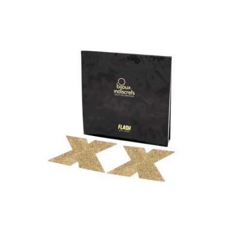 Bijoux Indiscrets - Arany, csillogó mellbimbódísz - Flash Cross-Gold