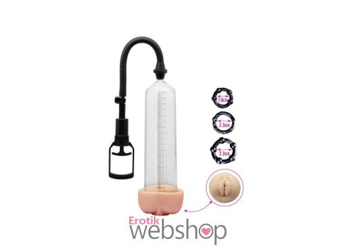 Charmly Penis Pump No. 16. 8,5" -  Péniszpumpa Művaginával és 3 db. péniszgyűrűvel