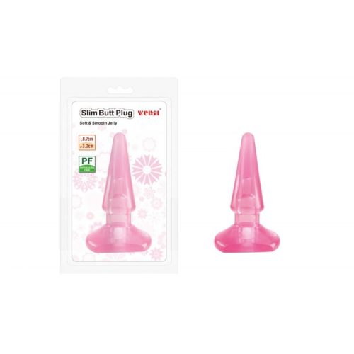 Charmly Toy Slim Butt Plug Pink- Puha, zselés, záróizom tágító