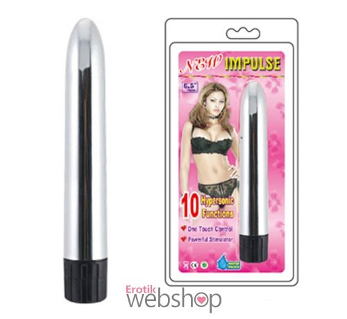 Charmly Toy New Impulse Vibrator 6,5"- Sima, fényes felületű, ezüst vibrátor