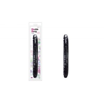   Charmly Pliable Double Dong 13" Black - Fekete, erezett felületű, kétvégű dildó