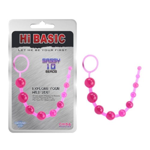 A Sassy Anal Beads Pink - Rózsaszín, anális golyósor személyre szabhatóan használható szexjátékszer.
