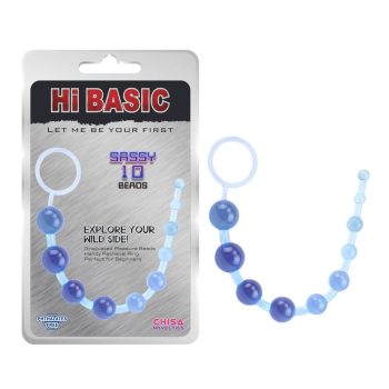   Sassy Anal Beads Blue - Kék, 10 növekvő méretű golyóból álló záróizom tágító