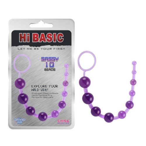 A Sassy Anal Beads Purple - Lila, anális golyósor biztonságosan használható szexjátékszer.