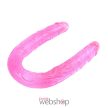 Chisa Novelties Hi Basic Jelly Flexible Double Dong jelly- Flexibilis, erősen erezett, kétvégű, rózsaszín dildó