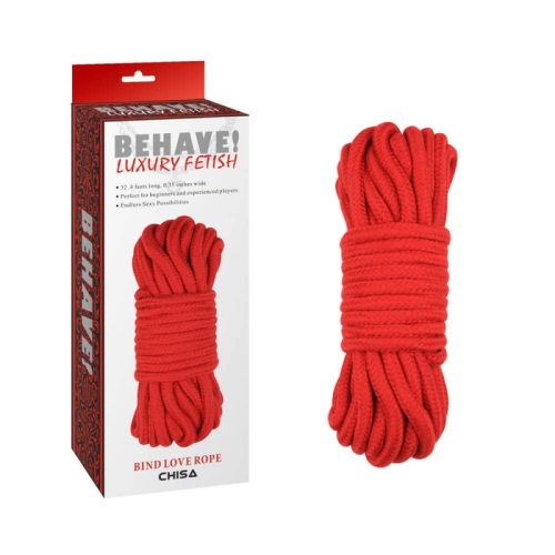 A Chisa Novelties Bing Love Rope Red - Piros kötöző 10 méteres hosszával ideális BDSM eszköz.