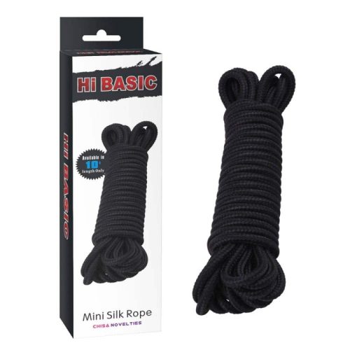 Chisa Novelties Mini Silk Rope - Fekete, pamut kötöző 10 m