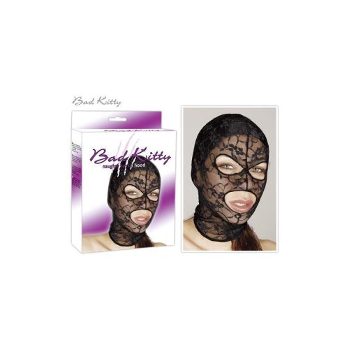 Orion - Bad Kitty Head Mask - Fekete, csipkés, BDSM maszk