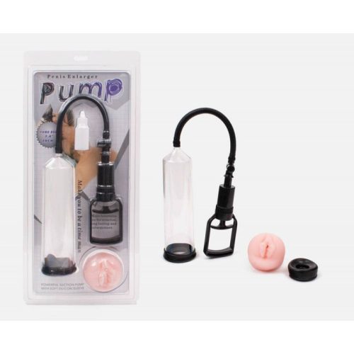 Penis Enlarger Pump Soft Pussy Clear- Vákuum pumpa, vagina és kör alakú mandzsettával