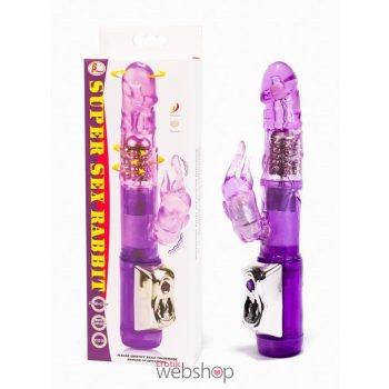   Debra Super Sex Rabbit Vibrator Purple- Fémgyöngyös vibrátor vibráló kis nyuszival 