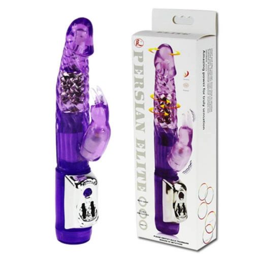 Rabbit Vibrator Purple - Happy Angel - Fémgyöngyös, G-pontosos, forgófejes vibrátor