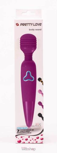 Pretty Love Body Wand Purple -Lila, kompakt kivitelű masszírozó, vízálló Wand, LED-es kezelőgombokkal