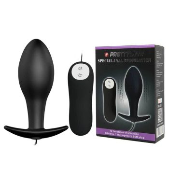   Pretty Love Vibrating Anal Stimulation Plug 1 – távirányítós vibrációs anál plug, 12 rezgés – fekete