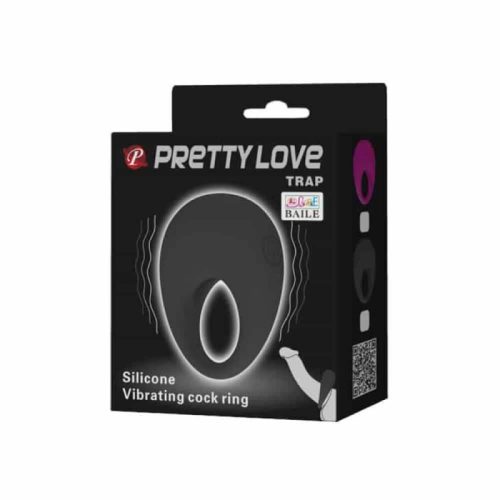 Pretty Love Trap - 3 rezgési funkcióval rendelkező vibrátoros péniszgyűrű - fekete