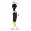Pretty Love Power Wand Black/Gold - Hipoallergén, flexibilis fejjel rendelkező masszírozó
