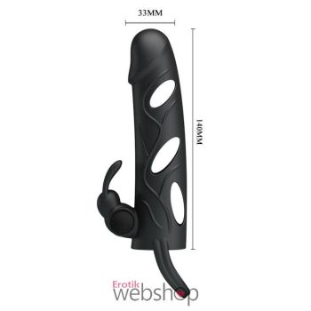   Pretty Love Penis Sleeve With Ball Strap-  Csiklóizgatós, vibrátoros péniszköpeny