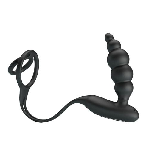 Pretty Love Vibration Penis Sleeve III Black -  péniszre és a herezacskóra helyezhető gyűrű, 12 rezgési funkcióval
