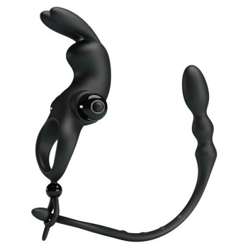   Pretty Love Vibration Penis Sleeve V - csiklóizgatós, vízálló, vibrátoros, análkiegészítős péniszgyűrű