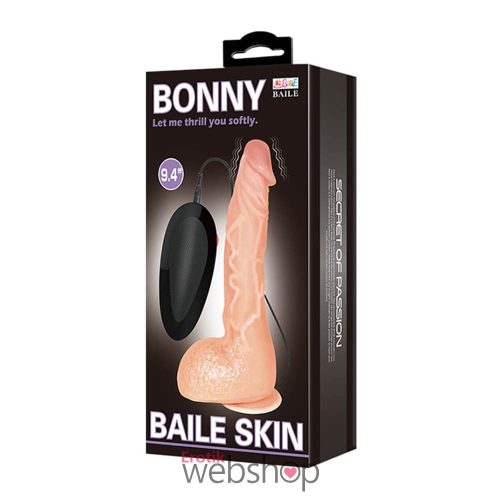 Debra - Baile Skin Bonny 9,4" - Bőrbarát, élethű vibrációs dildó távirányítóval 20,4 cm