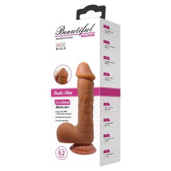   Beautiful Johnson 9,2 " Dildo Brown - Herés, letapasztható élethú dildó