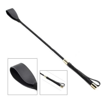   EwToys - Műbőr fekete paskolásra alkalmas lovaglópálca - 60 cm