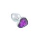EWToys Diamond Plug S - Ezüst análdugó, lila, szív alakú kővel ( S-es )