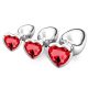 EWToys Diamond Plug - Ezüst análdugó, piros, szív alakú kővel XXS/XS/S/M/L