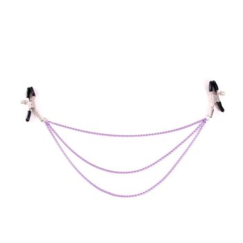   Mellbimbócsipesz, láncokkal - Lila - Választható 1db. lánc/ 3db. lánc