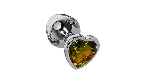 A szexi, kis méretű EWToys Diamond Plug S - Ezüst análdugó, sárga, szív alakú kővel díszített.