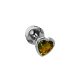 A szexi, kis méretű EWToys Diamond Plug S - Ezüst análdugó, sárga, szív alakú kővel díszített.