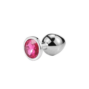   EWToys Diamond Plug  - Ezüst análdugó, rózsaszín, kör alakú kővel XXS/XS/S/M/L