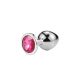 EWToys Diamond Plug  - Ezüst análdugó, rózsaszín, kör alakú kővel XXS/XS/S/M/L