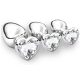 EWToys Diamond Plug XXS/XS/S/M/L - Ezüst análdugó, színtelen, szív alakú kővel-választható méret