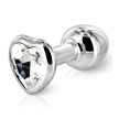 EWToys Diamond Plug XXS/XS/S/M/L - Ezüst análdugó, színtelen, szív alakú kővel-választható méret