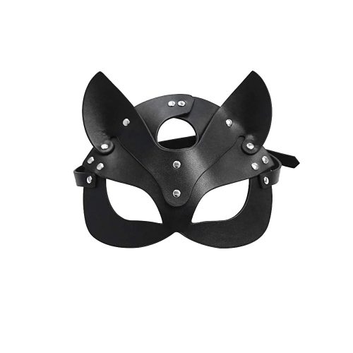 EWtoys - Erotikus, Fekete, cicás, állítható bőr maszk 