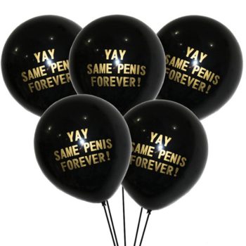   EwToys - Fekete, Latex lufi - YAY SAME PENIS FOREVER felirattal - 1 DB.  - fekete-arany felirat 