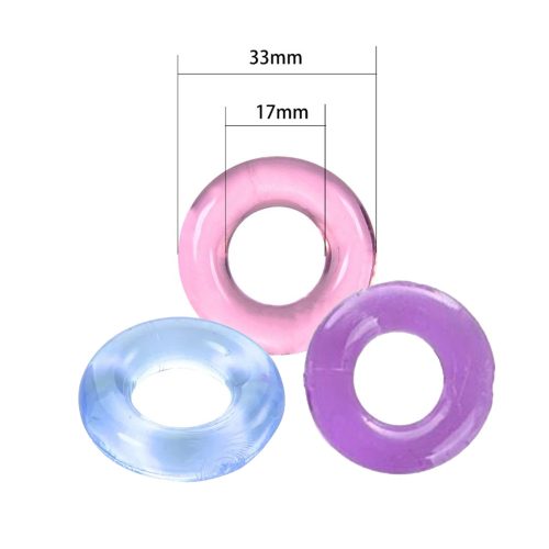 EwToys - Szilikon péniszgyűrű - Rózsaszín/lila/kék/átlátszó/fekete - 1db./3db-os csomag