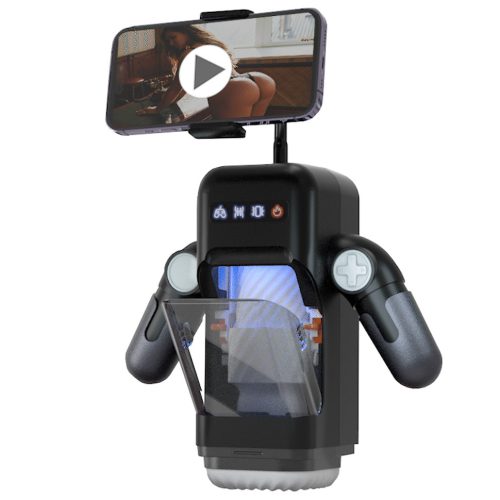 EwToys - automatikus, konzolos, telefonnal kiegészíthető, melegítő funkciós prémium maszturbátor - fekete