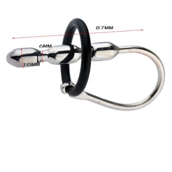   EWtoys Penis plug - Bordás felületű húgycsőtágító, cserélhető péniszgyűrűvel No.2