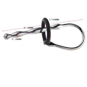   EWtoys Penis plug - Bordás felületű húgycsőtágító, cserélhető péniszgyűrűvel No.3