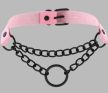 EwToys - Bondage rózsaszín szíves nyakörv lánccal vagy láncos rózsaszín nyakörv + póráz / választható nyakörv