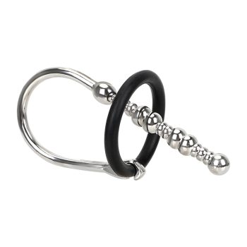   EWtoys Penis plug - Bordás felületű húgycsőtágító cserélhető péniszgyűrűvel