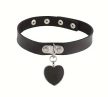 EwToys - Bondage fekete szíves nyakörv lánccal