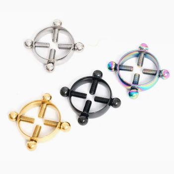   EwToys - 4 ágú csavaros mellbimbószorító/mellbimbó ékszer - 1 pár Ezüst/Fekete/Szivárvány/Arany
