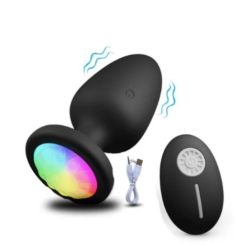  EwToys - Világítós Butt Plug, análdugó többszínű világítással - távirányítóval - 10 rezgési fokozat
