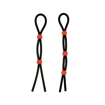   EwToys- szilikon, fekete állítható pénisz-heregyűrű - kettő/három golyóval